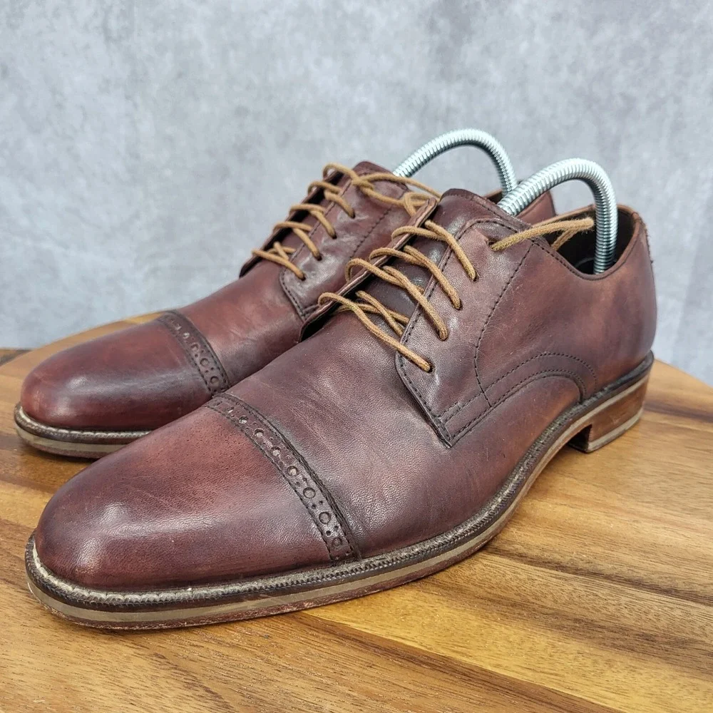 Cole Haan Air Oxford Shoes Mens 8 M Brown Leather‎ Jefferson Cap Toe Dress Shoes